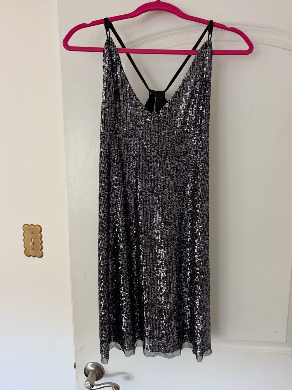 Free People Sequin Slip Dress - Black Silver